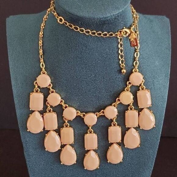 kate spade Jewelry - Kate Spade Riviera Garden Bib Necklace Blush Pink Gold Plated Setting
